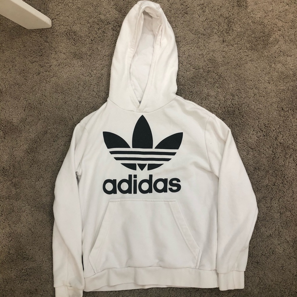 Kids Adidas Logo Black and White Hoodie Jacket